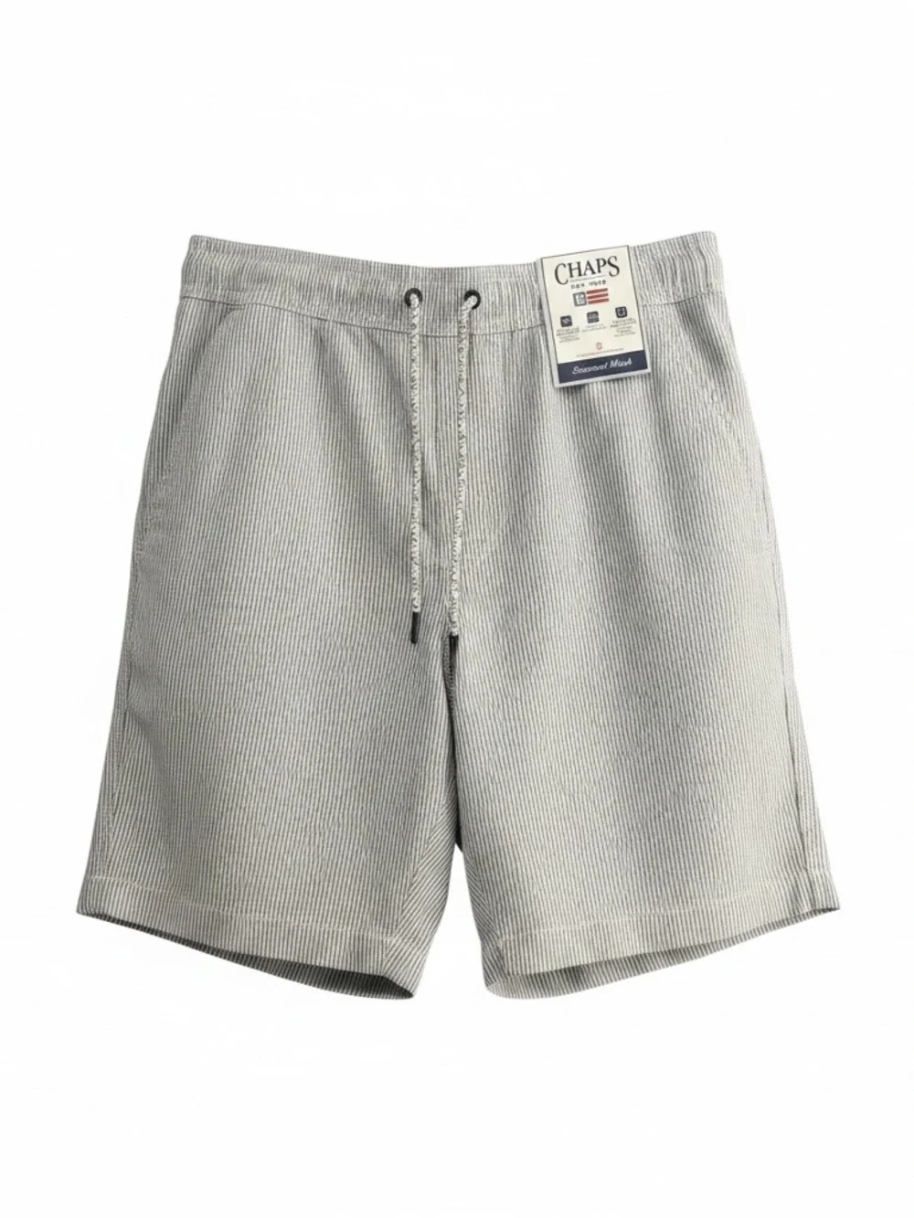 Chaps Men's Light Gray Seersucker Drawstring Hybrid Shorts New with Tags